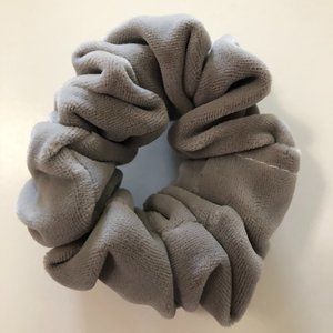 New Handmade Gray Velvet Scrunchie with Wide Elastic